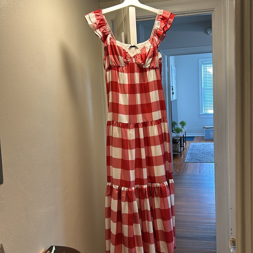 Red and White Gingham Maxi Dress - Picture 6 of 6